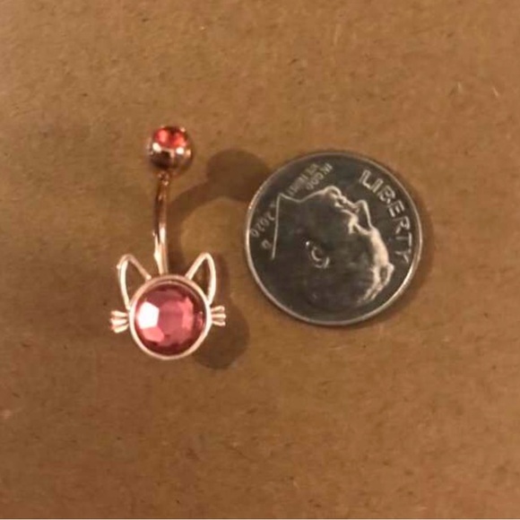 ROMWE Anime Cubic Zirconia Cat Head Decor Navel Belly Ring 14g NWT - Picture 5 of 5